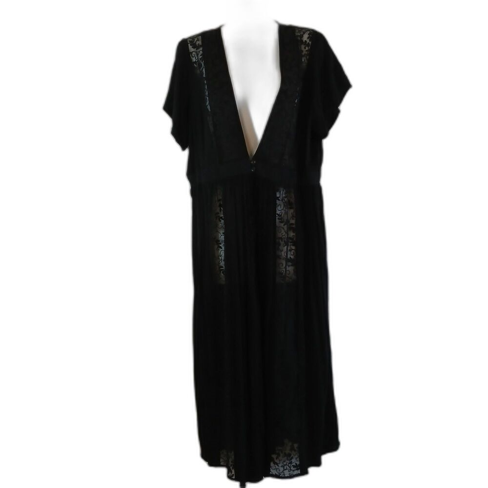 Torrid Black Dress Lace Cover Up Longline Sheer Sz 0 Beach Coastal Vacation